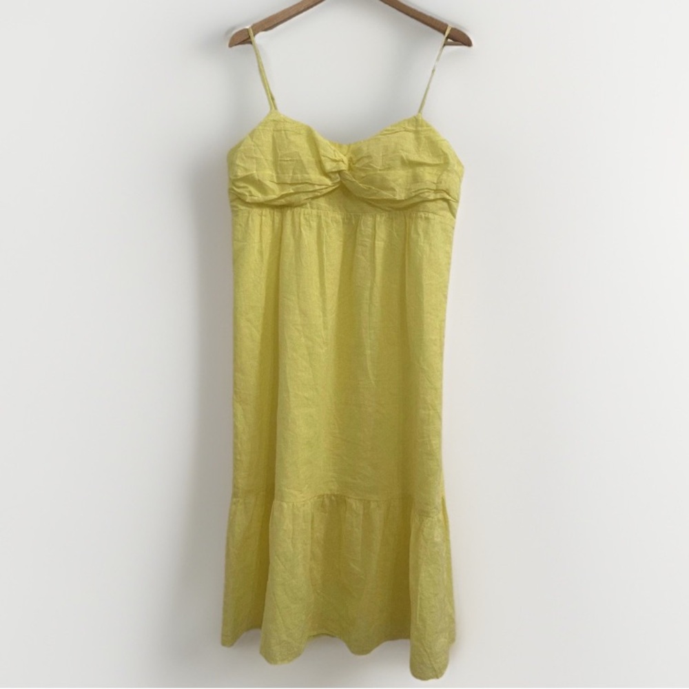 Banana‎ Republic Yellow Linen Lightweight Summer Midi Dress Womens Plus Size 16